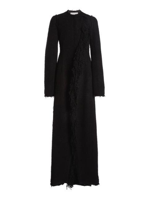 Lanvin Cape-Sleeve Woven Coat black