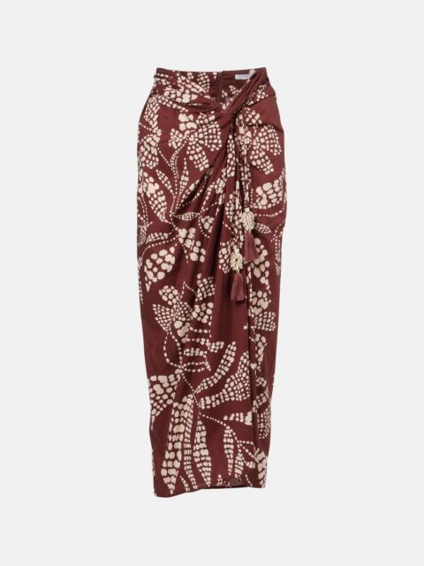 Poupette St Barth Uma printed cotton midi skirt