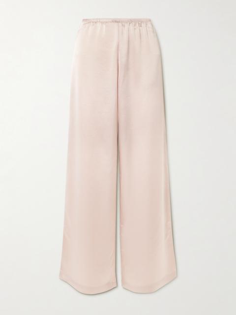 LESET Barb Washed-satin Wide-leg Pants