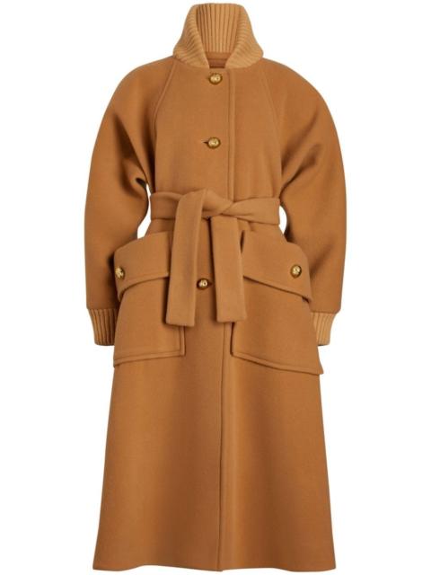 PATOU ribbed-collar tied-waist coat