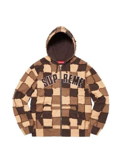 Supreme Supreme Reverse Patchwork Zip Up Hooded Sweatshirt 'Brown Tan' SUP-SS22-820