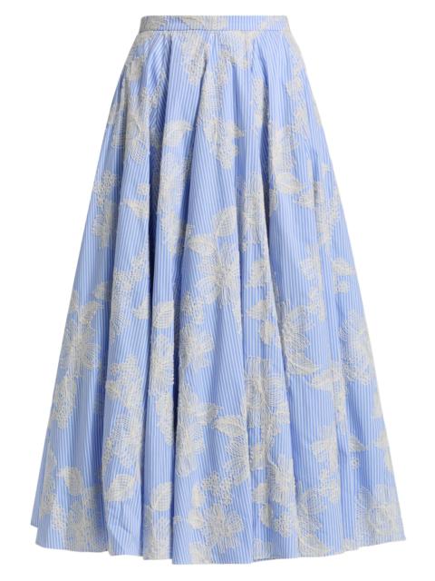 markarian Women's Soleil Floral-Embroidered Pinstripe Midi-Skirt - Ivory And Blue Floral