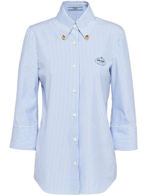 Prada logo-embroidered striped shirt