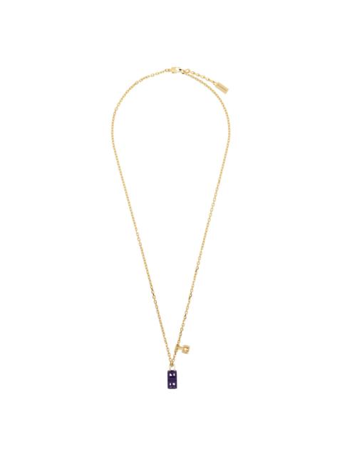Givenchy Gold & Blue G Cube Necklace