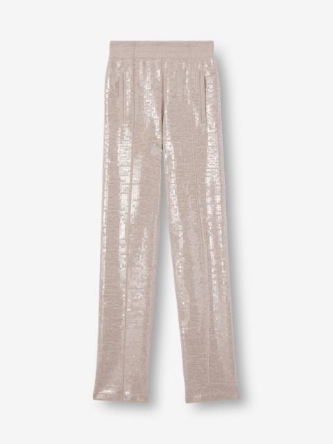 Sequinned Cashmere Cotton Blend Trousers