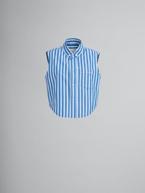 BLUE AND WHITE STRIPED ORGANIC POPLIN SLEEVELESS SHIRT