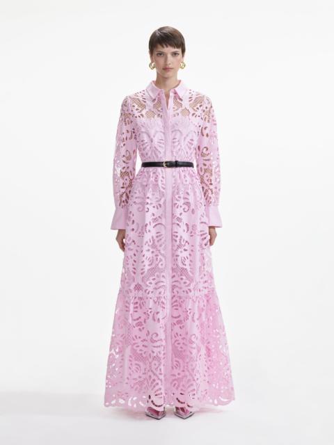 self-portrait Pink Cotton Lace Maxi Dress