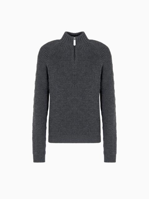 GIORGIO ARMANI GIORGIO ARMANI NEVE VIRGIN-WOOL, MOCK-NECK JUMPER WITH ZIP