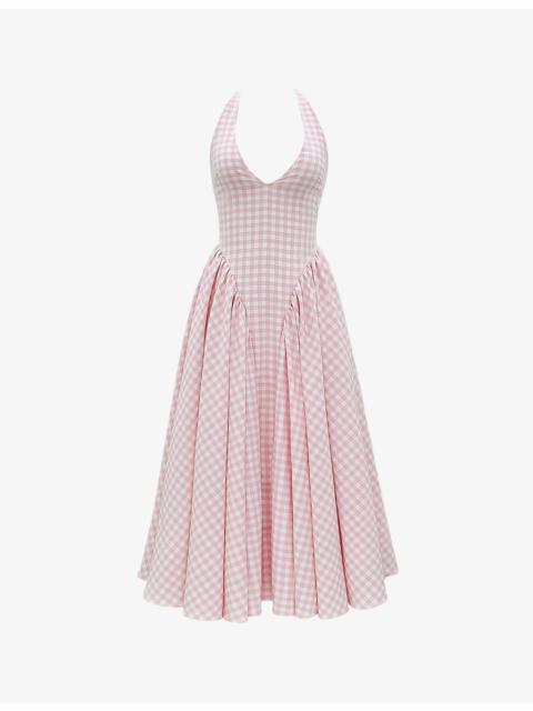 House of CB Marilyn gingham stretch-woven midi dress