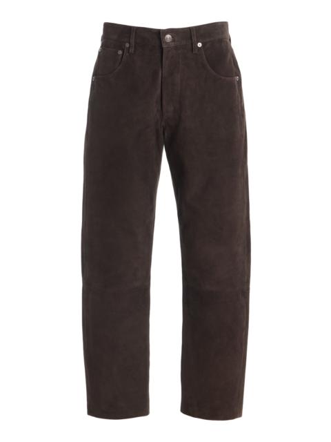 Citizens of Humanity Winslow Suede Low-Rise Straight-Leg Pants brown