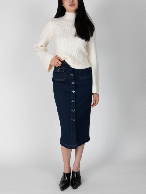 DEREK LAM 10 CROSBY JEWEL BUTTON FRONT SKIRT