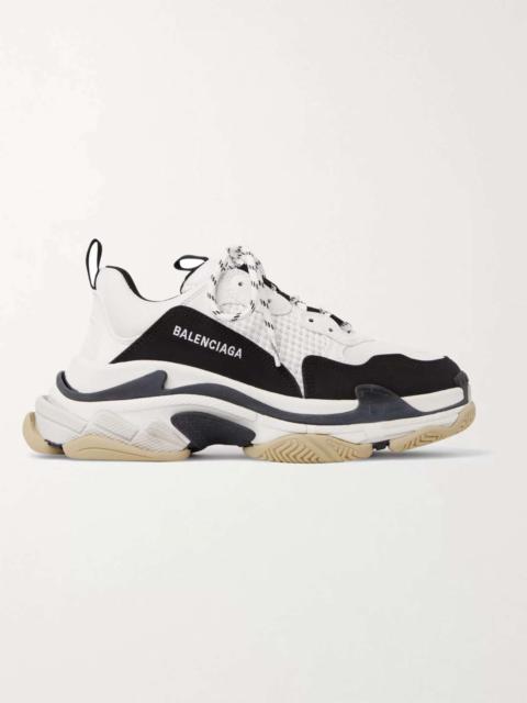 BALENCIAGA Triple S Mesh, Faux Nubuck and Faux Leather Sneakers