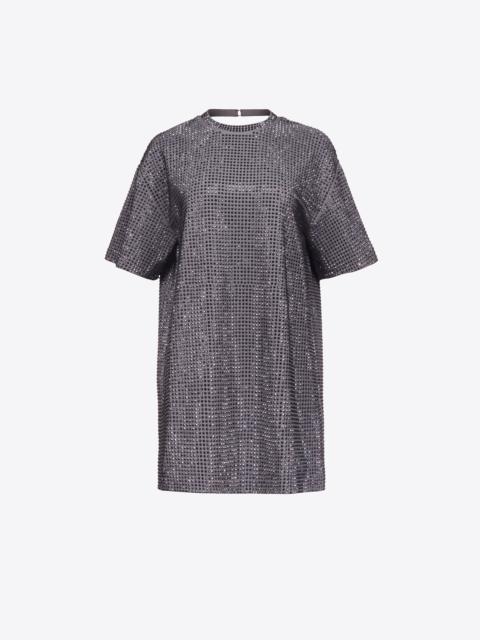 AREA CRYSTAL EMBELLISHED BACKLESS T-SHIRT DRESS