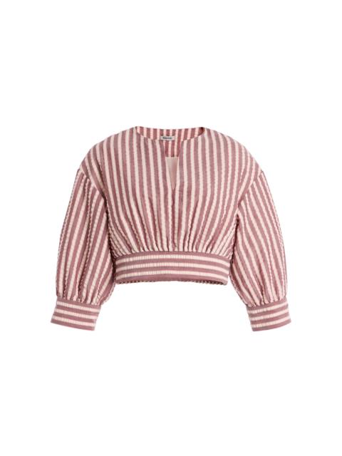 SIMKHAI Noralie Striped Cotton-Blend Cropped Top pink