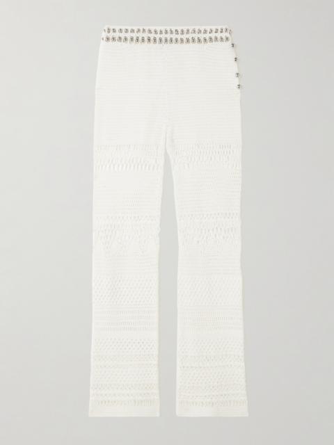 rabanne Embellished Crocheted Cotton Straight-leg Pants