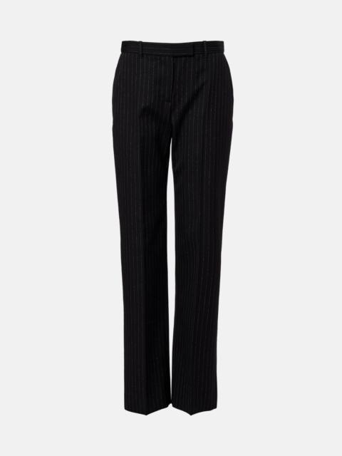 Pinstripe wool straight pants