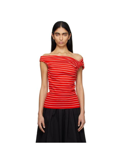 MSGM Red & White Striped Blouse