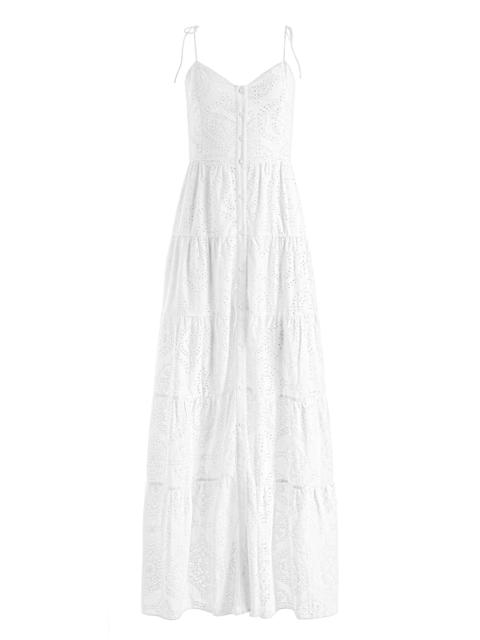 Alice + Olivia SHANTELLA TIERED BUTTON FRONT MAXI DRESS