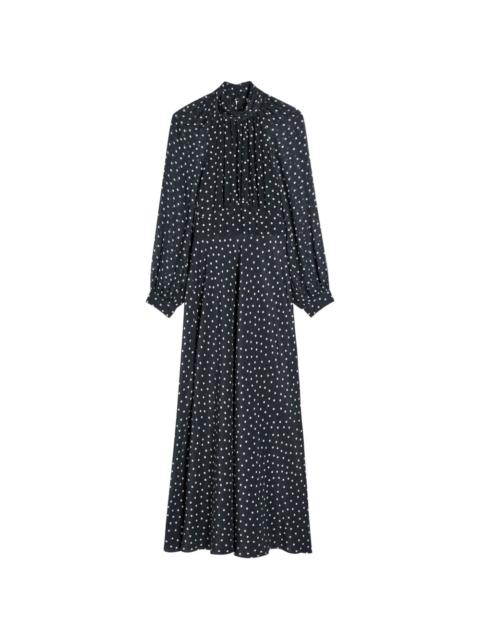 RIXO polka-dot high-neck maxi dress