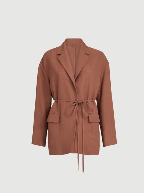 Brunello Cucinelli Viscose and linen fluid twill blazer with monili