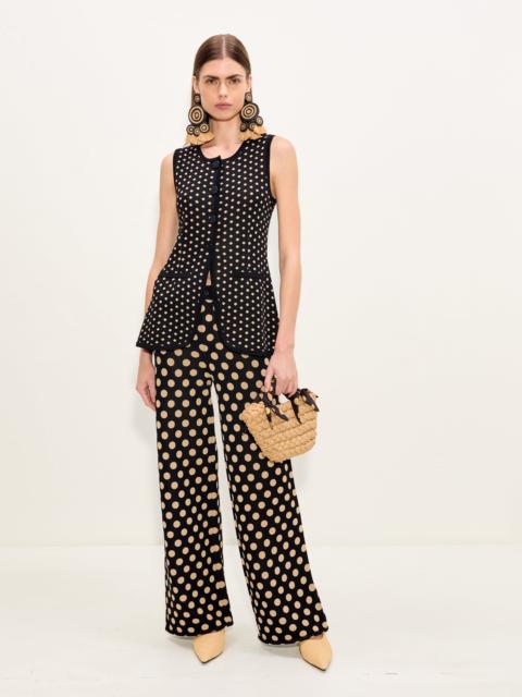 SIMONMILLER Jabber Knit Pant In Black/Tan Polka Dot