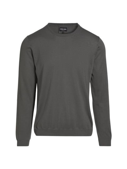 GIORGIO ARMANI Men's Silk-Cotton Crewneck Sweater - Grey