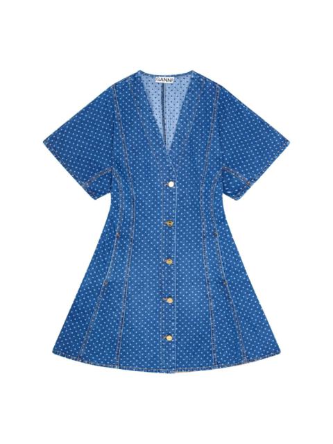GANNI polka-dot print denim dress