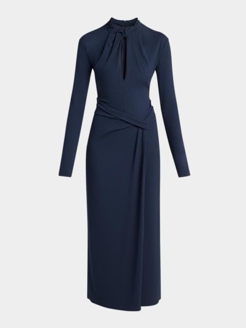 GIORGIO ARMANI Twisted Keyhole Long-Sleeve Midi Dress