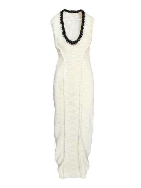 AISLING CAMPS Leather Crochet Cocoon Dress ivory