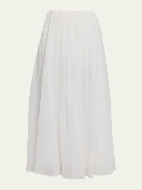 Brunello Cucinelli Cotton Organza Pull-On Midi Skirt