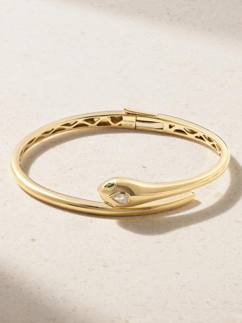 ANITA KO Snake Coil 18-karat Gold, Diamond And Emerald Bracelet