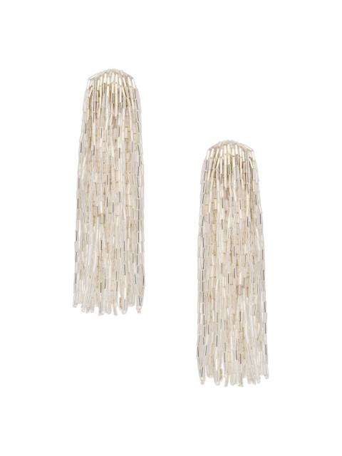 Oscar de la Renta Women's Cascade Tassel Beaded Drop Clip-On Earrings - Silver