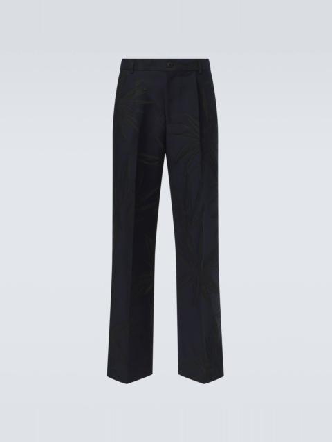 Floral cotton-blend straight pants