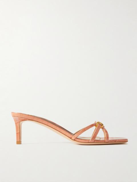 TOM FORD Embellished Croc-effect Leather Mules