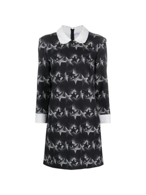 star-print pussy-bow minidress