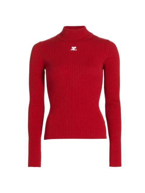 courrèges Women's Re-Edition Rib-Knit Turtleneck Top - Red