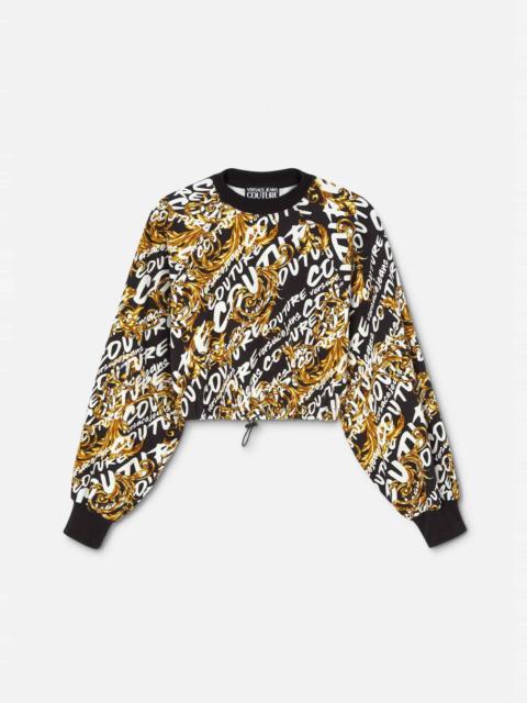 VERSACE JEANS COUTURE Logo Brush Couture Crop Sweatshirt