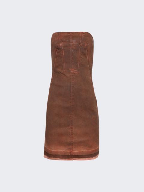 Rick Owens DRKSHDW Splintered Stretch Denim Bustier Dress Terra