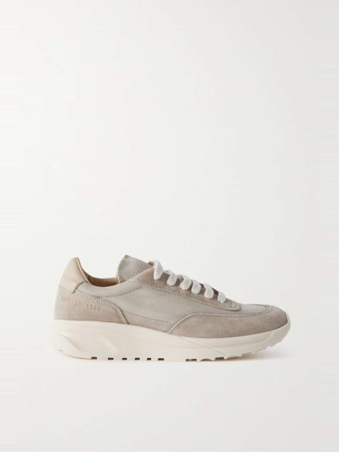 Common Projects Track 80 leather-trimmed suede and ripstop sneakers