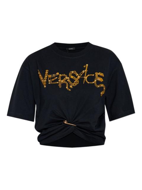 VERSACE embellished knot-detail T-shirt