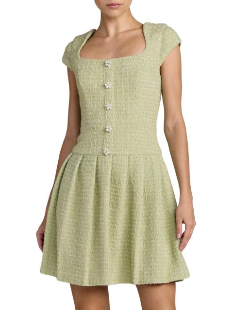 MAC DUGGAL Women's Bouclé Pleated Square-Neck Minidress - Sage