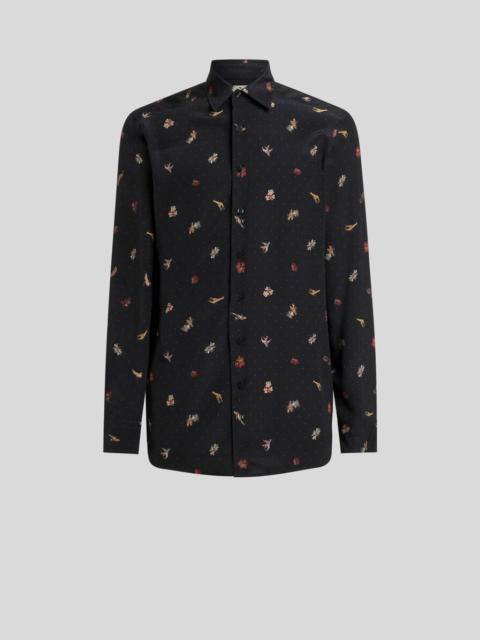 Etro SILK SHIRT WITH MICRO FLOWER AND ANIMAL MOTIF
