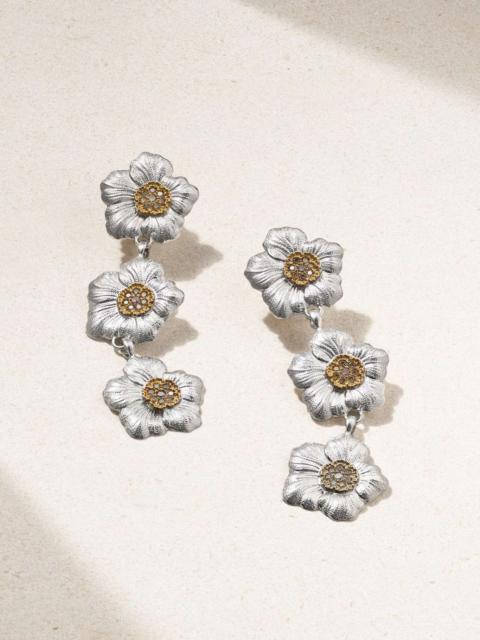Buccellati Blossoms sterling silver and gold vermeil diamond earrings