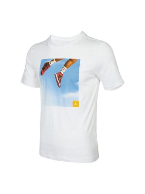 Jordan Men's Air Jordan Shoes Photo Printing Sports Short Sleeve White T-Shirt DA9895-100