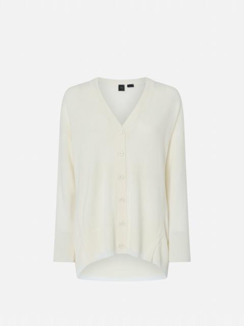 PINKO WHITE CASHMERE-BLEND V-NECK CARDIGAN