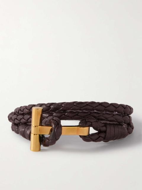 Woven Leather and Silver-Tone Wrap Bracelet