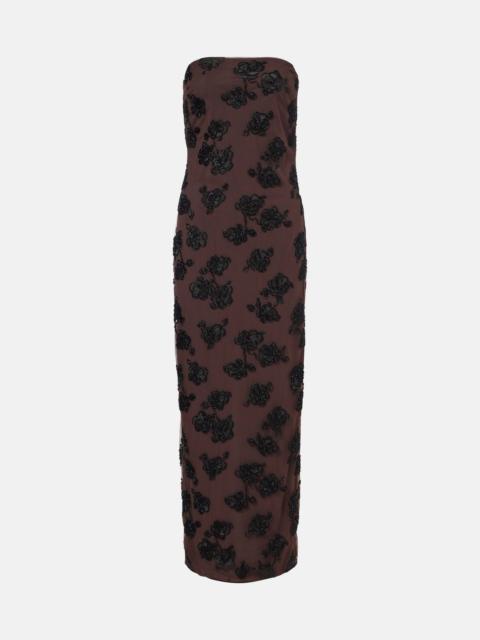 ROTATE Beaded floral maxi dress