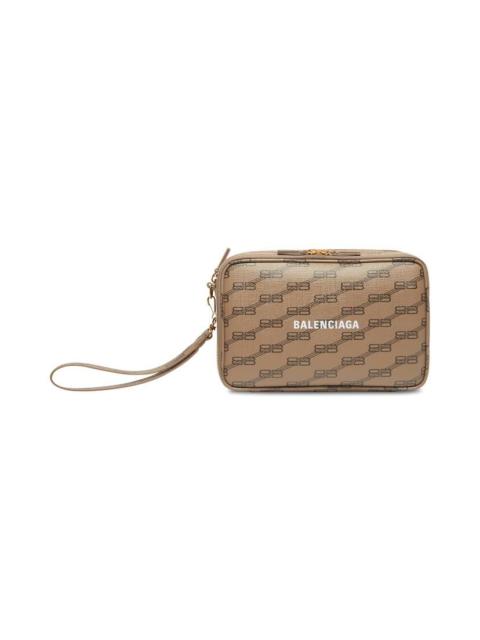 BALENCIAGA signature pouch with handle bb monogram coated canvas