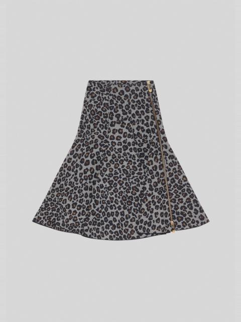 VERSACE Animalier Houndstooth Wool Flared Skirt