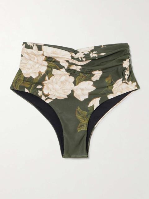 Agua by Agua Bendita Vaiven Gardenia gathered floral-print recycled bikini briefs Green